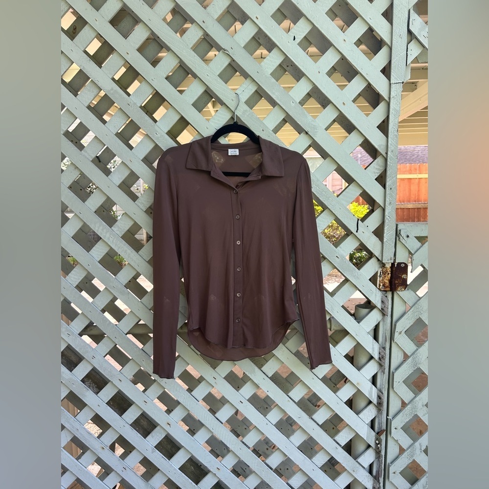 ❤️Aritzia Wilfred sheer button down top
